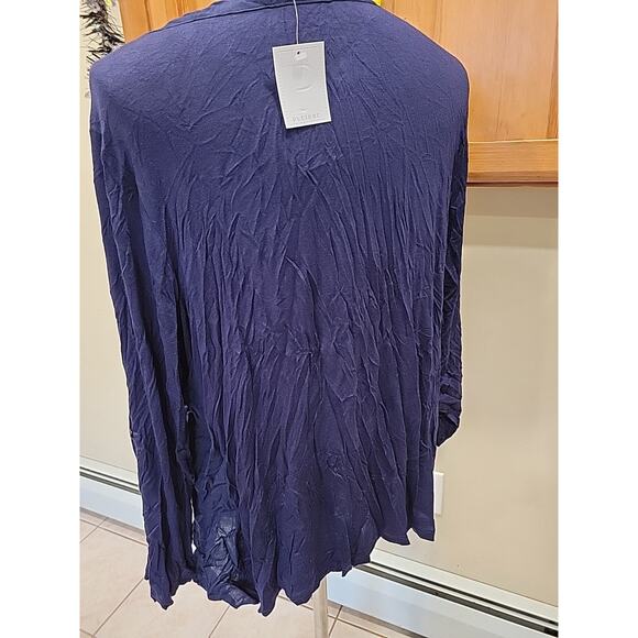 Pleione Long Sleeve Button Down Blouse Top Navy Blue Plus 2x NEW - Picture 6 of 11